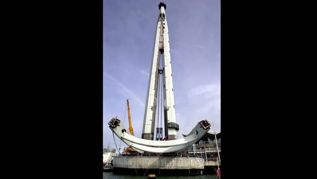 Spinnaker Tower under construction at Gunwharf. 24th February 2004. Smile! Picture Paul Jacobs (040989-2)