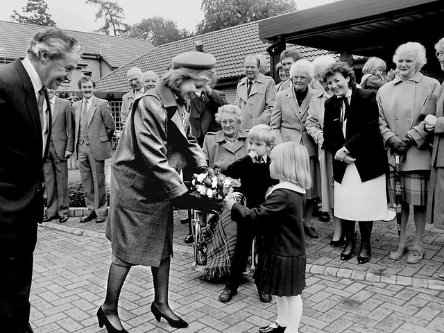 The Duchess of Gloucester opens Edenside Court in Kelso, July 1987.
