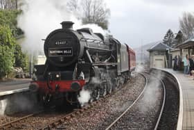 On track … a Black Five loco called “Lancashire Fusilier” hauling the Northern Belle
