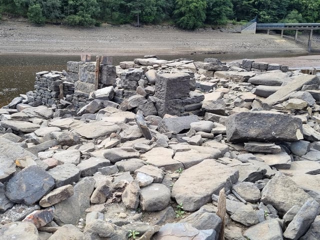 Water levels at Ladybower Reservoir have dropped due to historically low rainfall
