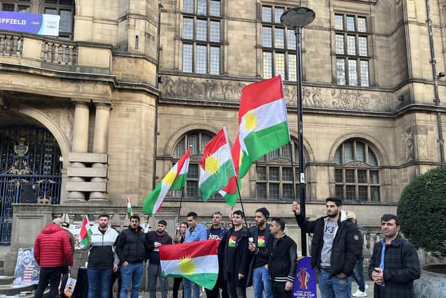 Mourners at a vigil for Mahsa Amini held outside Sheffield Town Hall as global protests over human rights abuses in Iran continue