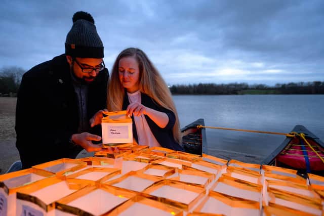 Jody and Ben will be dedicating their light to their daughter, Beau Matilda. Lanterns on the lake at Manvers for Bluebell Wood Children's Hospice