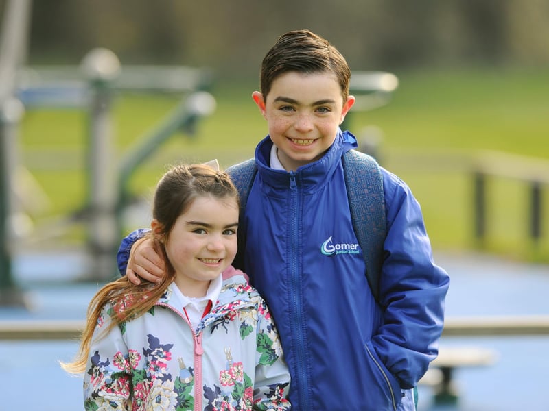 Amelia and Jacob Willis return to Gomer Junior School in Gosport