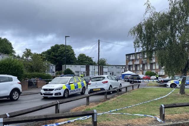 The scene in Bowshaw Close, Batemoor on Sunday morning (July 24) following the death of a man in his 50s