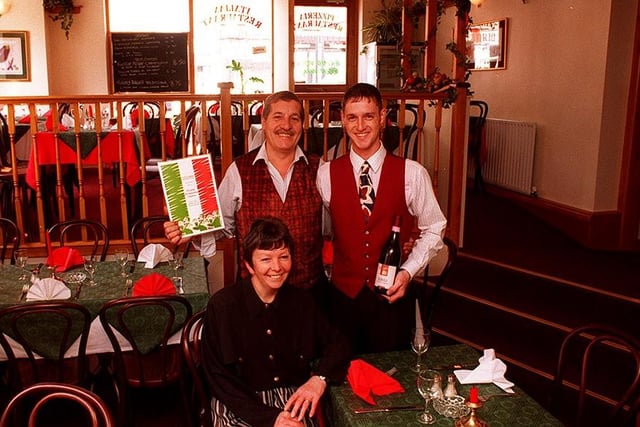 Pictured at Vittorio Pizzeria Restaurant, Crookes, Sheffield, is Vittorio  Giove with son David Vincenzo, and wife Joan, June 1996
