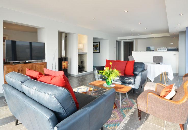 A wood-burning stove will keep things warm if the Scottish weather turns chilly.