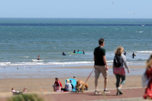The hot weather brought the crowds to the coast on Monday.
