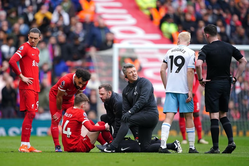 The right-back has an ankle injury and won't play in Liverpool's final two games of this month. 