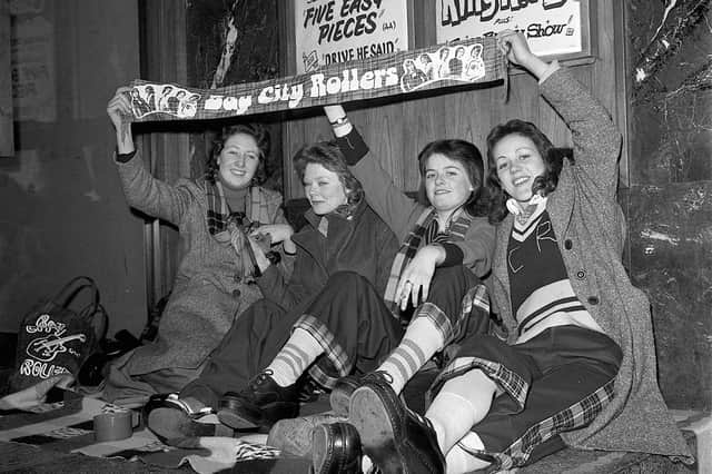 Fans Queue at Odeon for The Bay City Rollers. Susan Fraser is second from the left. Date take: 27/3/75.