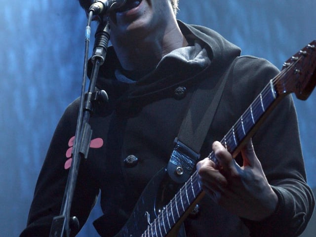 Alex Turner of The Arctic Monkeys performing on the Pyramid stage at the 2007 Glastonbury Festival on: Friday, June 22