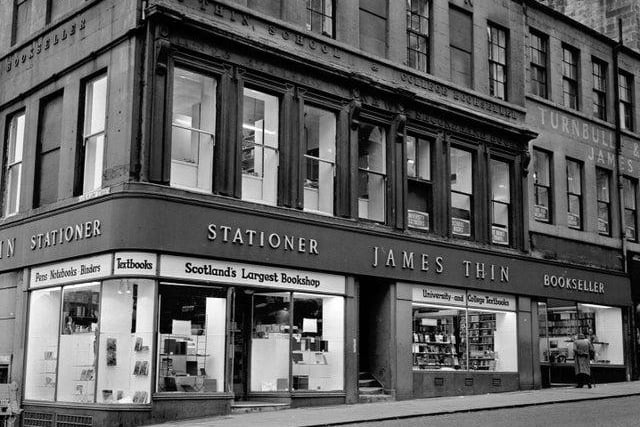 A firm favourite of students due to its proximity to Edinburgh University, James Thin stationer and bookseller developed a foothold in Edinburgh during the 20th century, with a number of shops. It's biggest store was the South Bridge branch (now Blackwells).