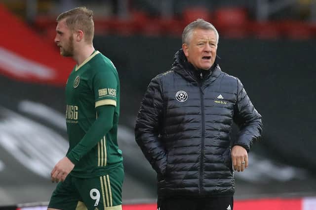 Sheffield United manager Chris Wilder as Oli McBurnie is withdrawn with a shoulder injury during the Blades' 3-0 defeat at Southampton. Photo: David Klein/Sportimage.