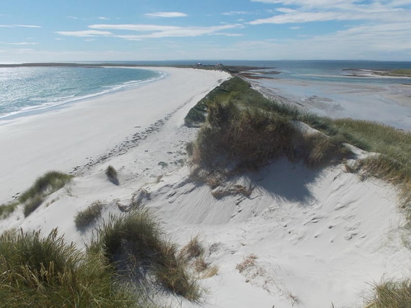 Sanday is ringed by Orkney’s best beaches that are lined with dazzling white sands. It's a peaceful, green, pastoral landscape with the sea revealed at every turn.