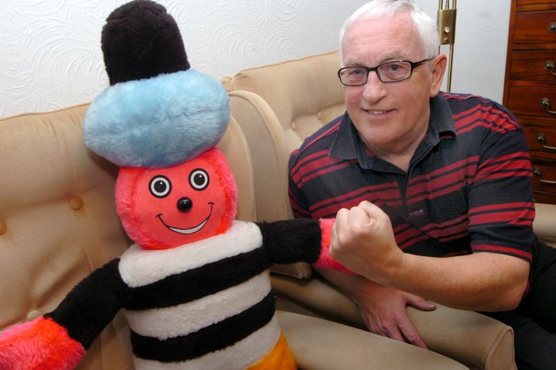 Terry Robinson with a Bertie Bassett cuddly toy at his home on Coward Drive, Oughtibridge  - Terry had worked as a salesman at the firm since 1970