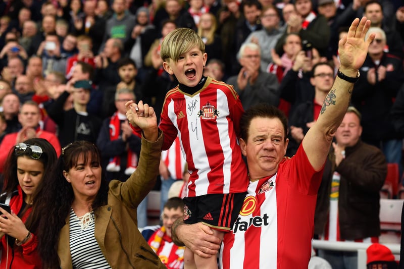 A family of Sunderland fans before the Barclays Premier League match between Sunderland and Everton at the Stadium of Light.