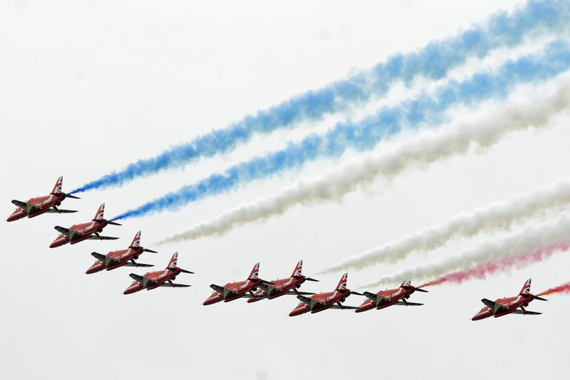 Red Arrows fly across the sky. Picture: Ian Hargreaves (050619-11)