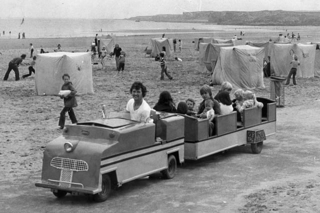 The latest amusement in August 1979 was a train ride along the foreshore at South Shields. Does this bring back happy memories?