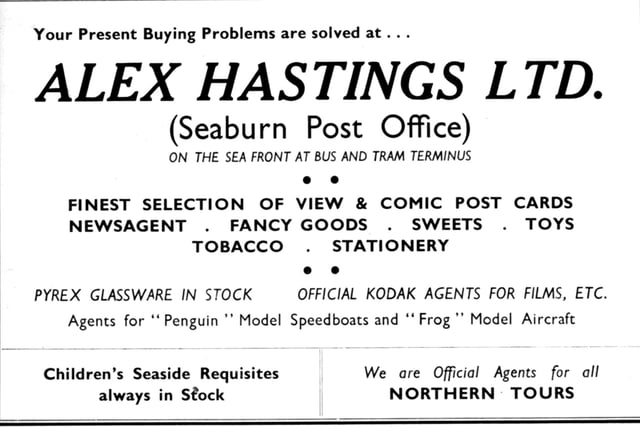 You could get everything from comic postcards to toys at Alex Hastings Seaburn post office. Hastings was Sunderland's captain throughout much of the 1930s and was a Scottish international left half.
