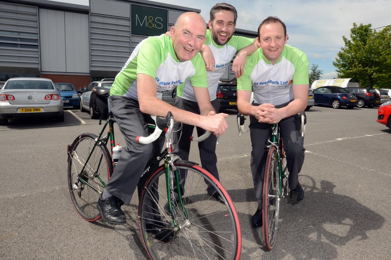 Brian Bestford, Shaun Corr and Ged Hanson were cycling more than 360 miles in 2014 to visit each Marks and Spencer's store in the region and raise money for the Grace House Hospice Appeal.