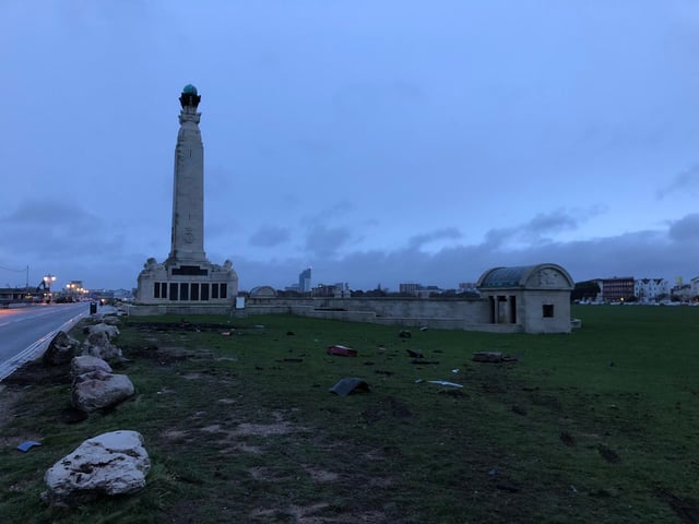 Aftermath of the crash on Southsea Common overnight.