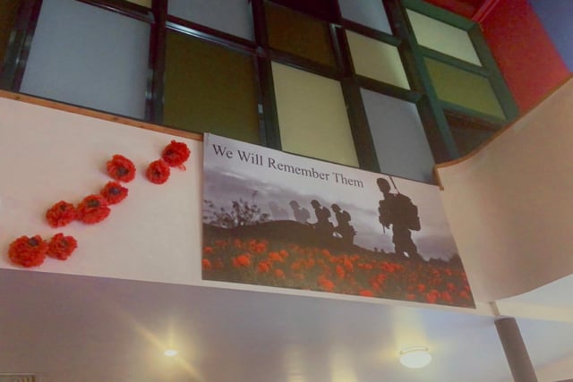 The walls of the pub are adorned with poppies and poster in tribute to our fallen