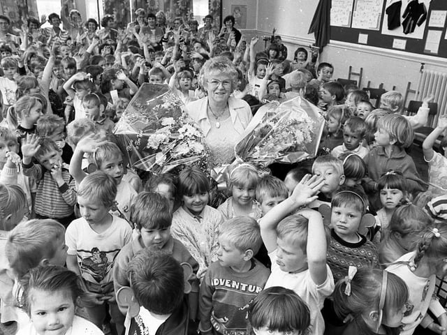 Mrs Marion Batho retires from Carcroft School, Sheffield, May 25, 1990