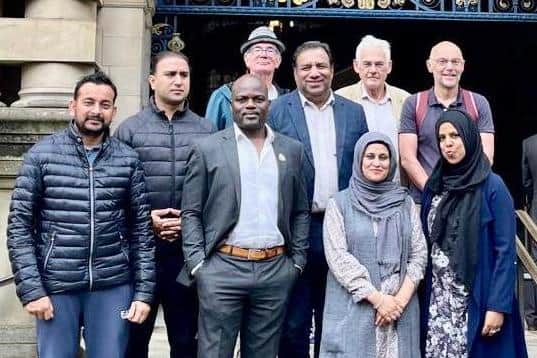 Supporters of a Sheffield Stand Up to Racism open letter critical of Sheffield City Council's actions in response to the Sheffield Race Equality Commission report outside the town hall. Picture: Mohammed Maroof