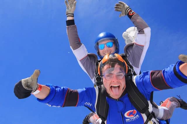 Chris doing a skydive for the charity