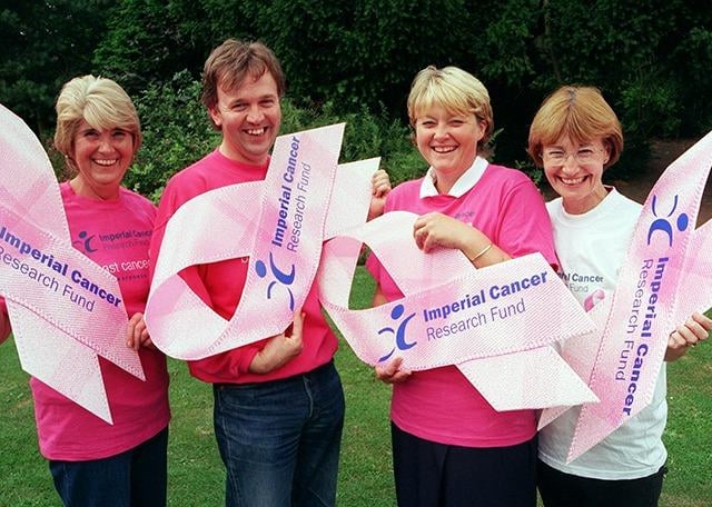Pictured at  the Rose Garden Cafe, Graves Park, Sheffield, where the launch of the Imperial Cancer Research Fund's "Not just a walk in the park" was held. Seen are four people who have a special reason for supporting the event, left to right, Carole Mann, Alan Marsden, Jeanette Andrews and Deanna Glossop, August 4, 1999