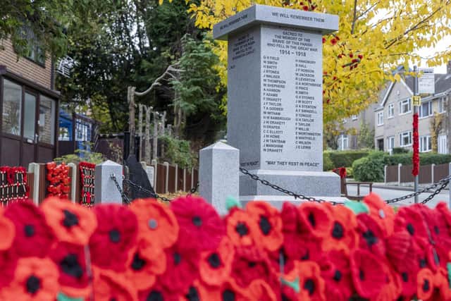 Hundreds of handmade and knitted poppies decorate Killamarsh to commemorate Remembrance Day. Picture Scott Merrylees