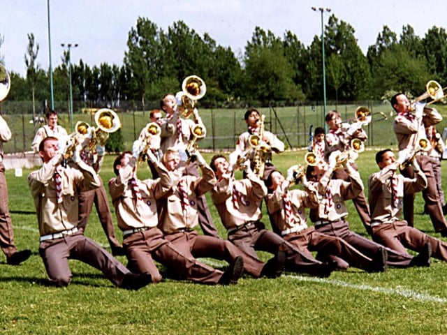 Doncaster Scouts Marching Band in a national competition in 1996