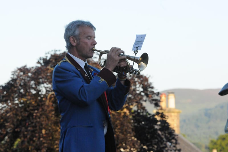 Selkirk Silver Band's Colin Kemp plays at 5.30am at the war memorial.