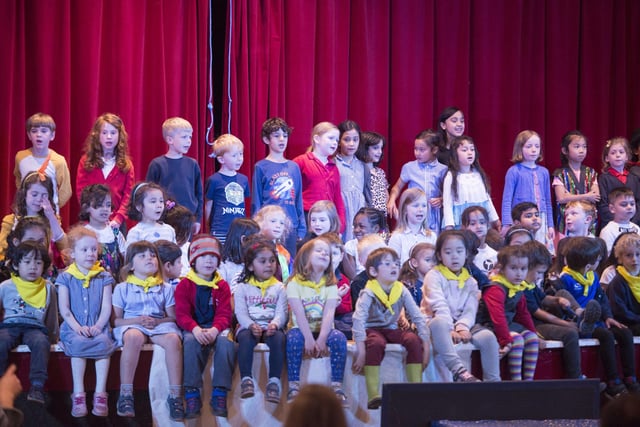 Pupils from Broomhill Infant School practice for their talent show being held at Crookes Social Club in 2019