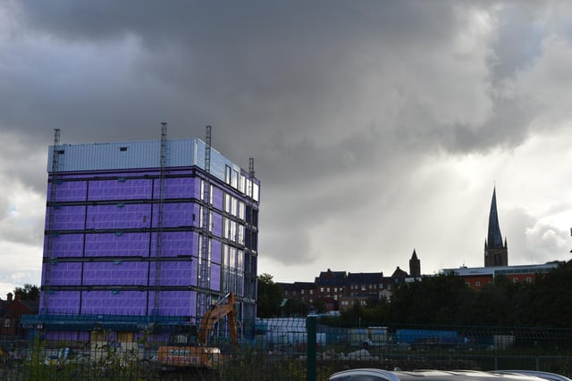 The seven-storey office block, called One Waterside Place, is a major part of the £340million Chesterfield Waterside scheme, located off Brimington Road.
