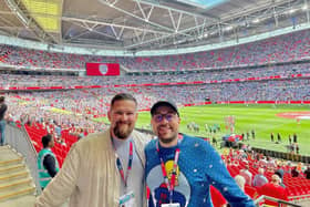 The Star's Sheffield Wednesday reporters Alex Miller and Joe Crann at Wembley on May 29, 2023.