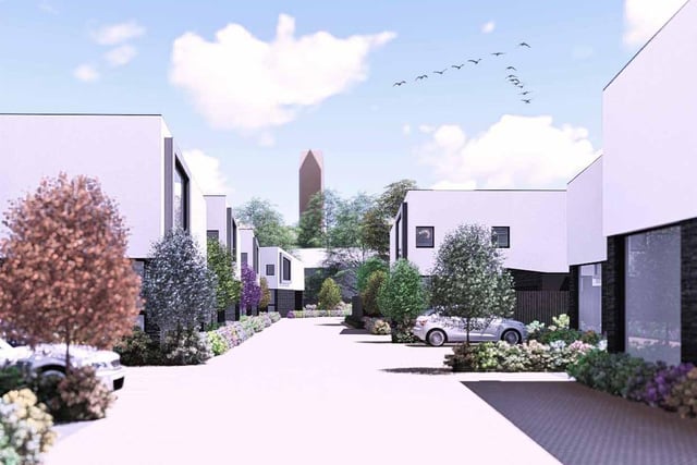 Homes at the eco-friendly new development are priced at £345,000 for a mews apartment and £499,995 for a detached villa