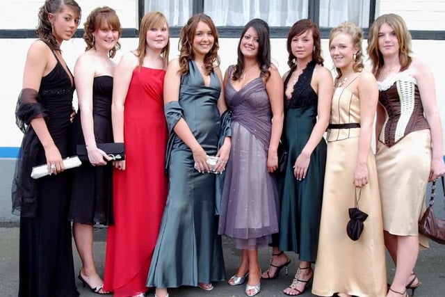 Group of girls from MaCualey school going to prom in 2006.
