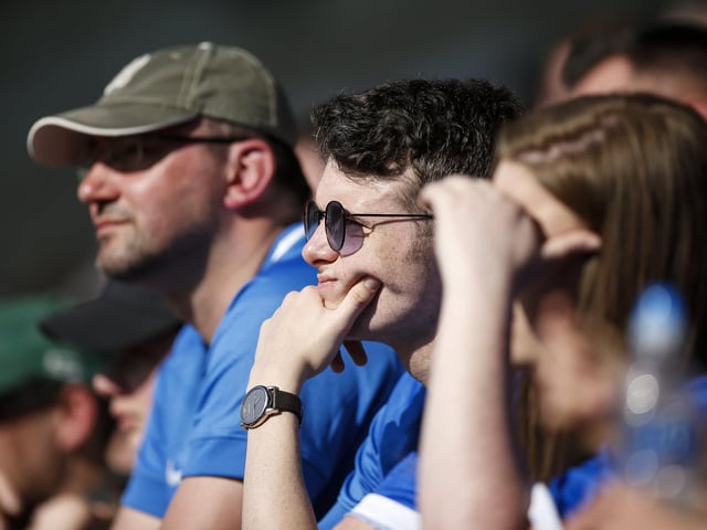 Pompey fans watch the game in the sunshine
