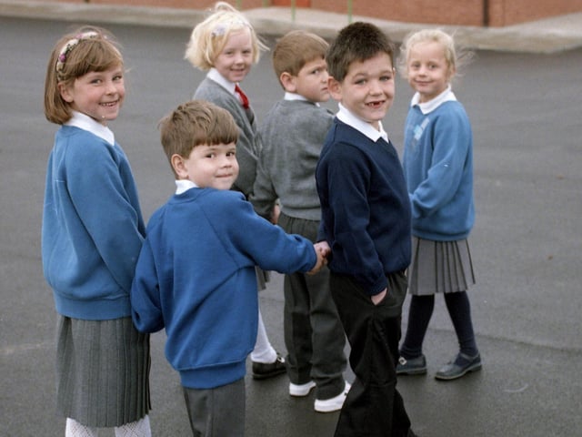 New starters at the newly built Diamond Hall and Infants and Junior School, Millfield, in September 1993. Have you spotted anyone you know?