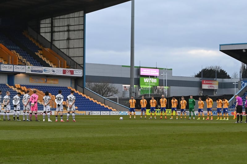 A minute's silence before kick off on the one year anniversary of the COVID-19 lockdown. Picture: Andrew Roe/AHPIX LTD