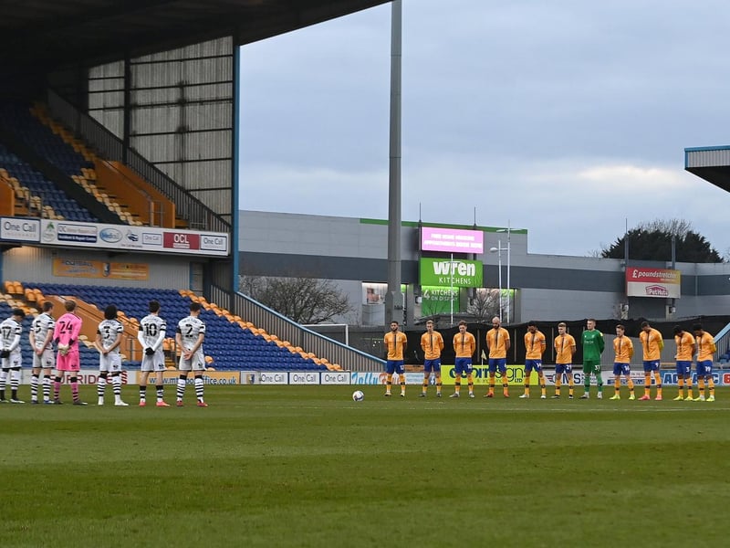 A minute's silence before kick off on the one year anniversary of the COVID-19 lockdown. Picture: Andrew Roe/AHPIX LTD