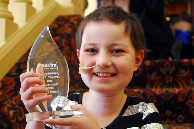 Peak FM hosted a Local Heroes Awards evening at the Chesterfield Hotel here is Paige Nuttall with her Child Bravery award in 2007