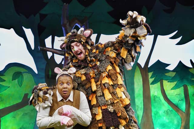 Aimee Louise Bevan as Mouse and Aaron Dart as the titular character in Tall Stories' adaptation of The Gruffalo at Sheffield's Lyceum Theatre (pic: Ben Brailsford)
