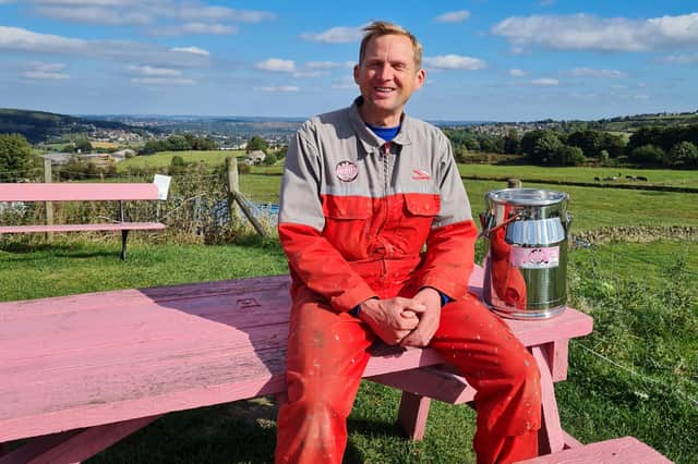 Eddie Andrew, milk producer and director of Our Cow Molly dairy, is helping the University of Sheffield ditch plastic milk bottles and use churns