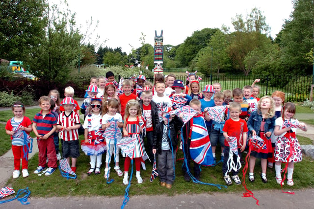 Diamond Jubilee celebrations at Bernard Gilpin Primary School, Houghton, in 2012. The whole school joined in the fun, with the children flying Union Jack kites. Do you recognise any of the reception class pupils in the picture?