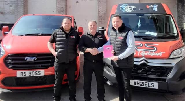 St Luke’s Senior Fundraising Manager Matthew Sheridan (right) with RS Wheel Refurbishment directors Russell and Sonny Leigh