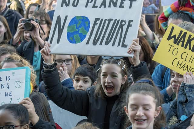 The February 2019 Youth Climate Strike outside Sheffield Town Hall