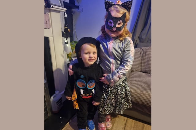 Jayden and Evie-Mai went as a monster and a cat this weekend.