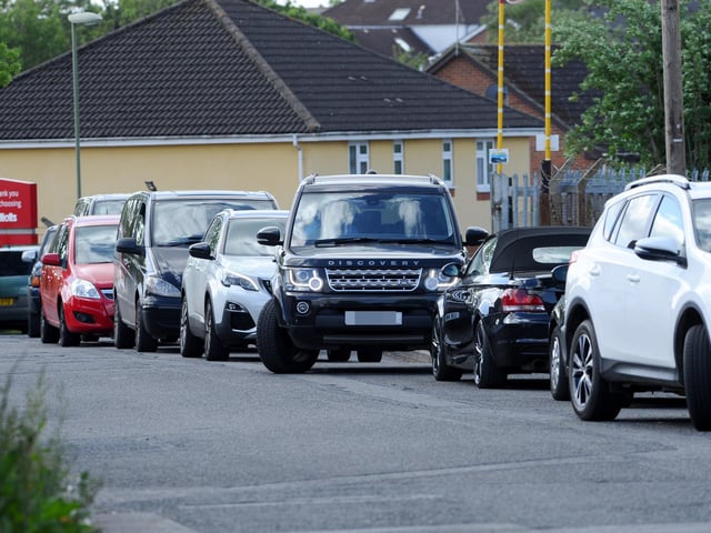 The tips reopened on Monday, May 11 and people were eager to return to them - here are cars queuing at Bishop's Waltham Household Waste and Recycling Centre