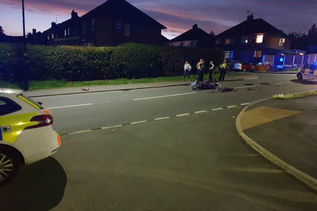 The scene of a hit and run on Foxhill Road in Sheffield on August 7, 2020.